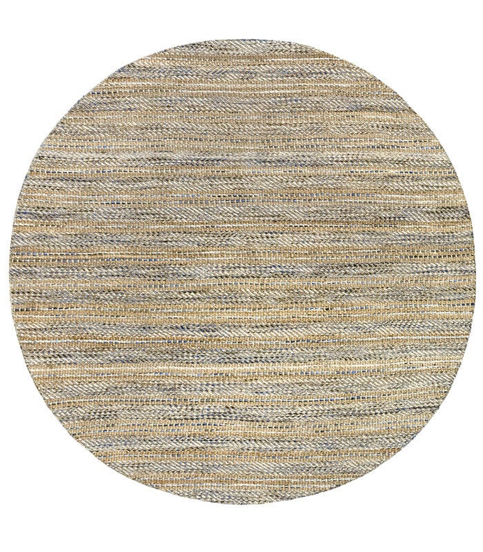 Hamid - Okrągły dywan z juty i wełny 200x200 cm - Dywan do jadalni, salonu