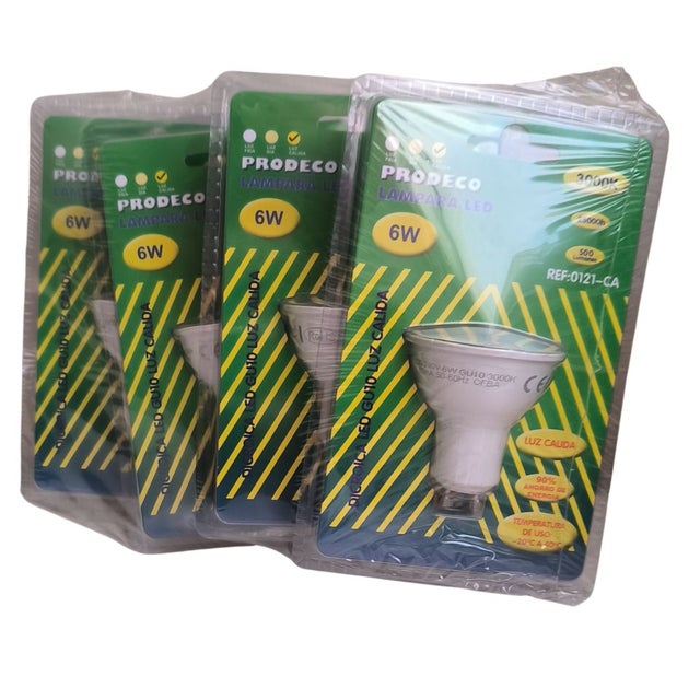 Pack x4 Bombillas LED GU10 6W – Luz Cálida 3000K