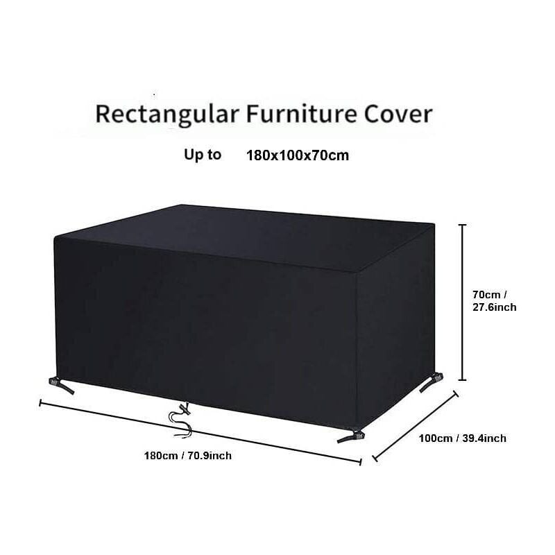 Housse Salon de Jardin - 180x100x75cm - Protection Bache Table de Jardin Mobilier Extérieur - Imperméable Coupe Vent Anti-UV Résistant Au Froid - 3