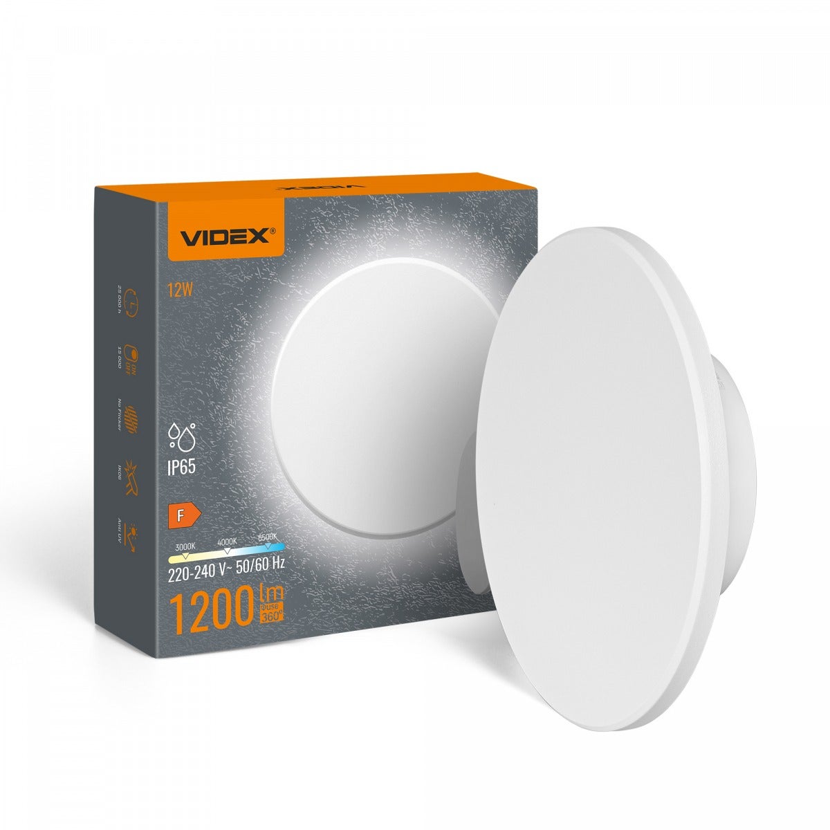 Kinkiet zewnętrzny LED 12W 3000/4000/6500K 1200lm tworzywo sztuczne biały wym:18x18x5cm IP65 Videx