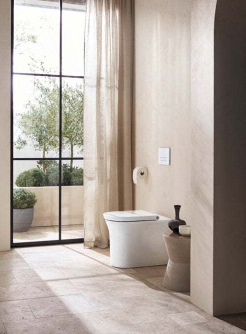 Inodoro de pie Duravit White Tulip, sin reborde de descarga, salida ...