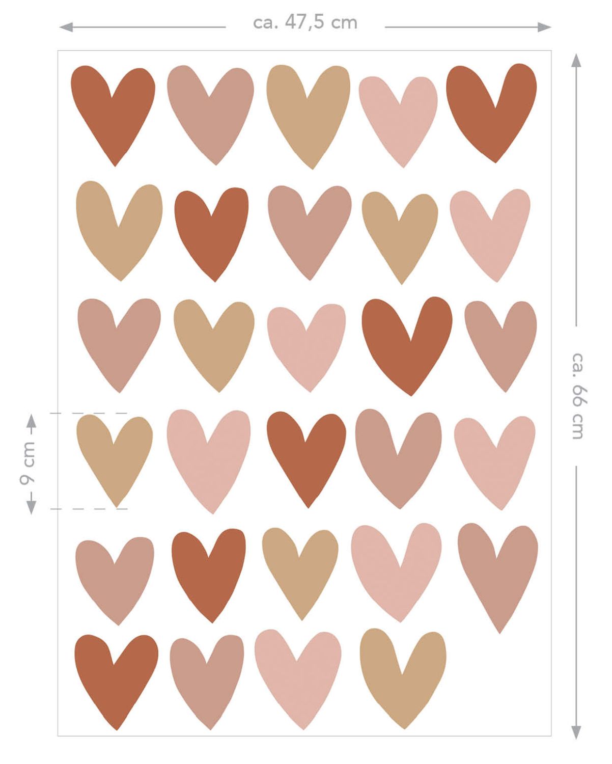 Adesivo da parete cuori terracotta, rosa e beige - 47.5 x 66 cm - ESTAhome - 8