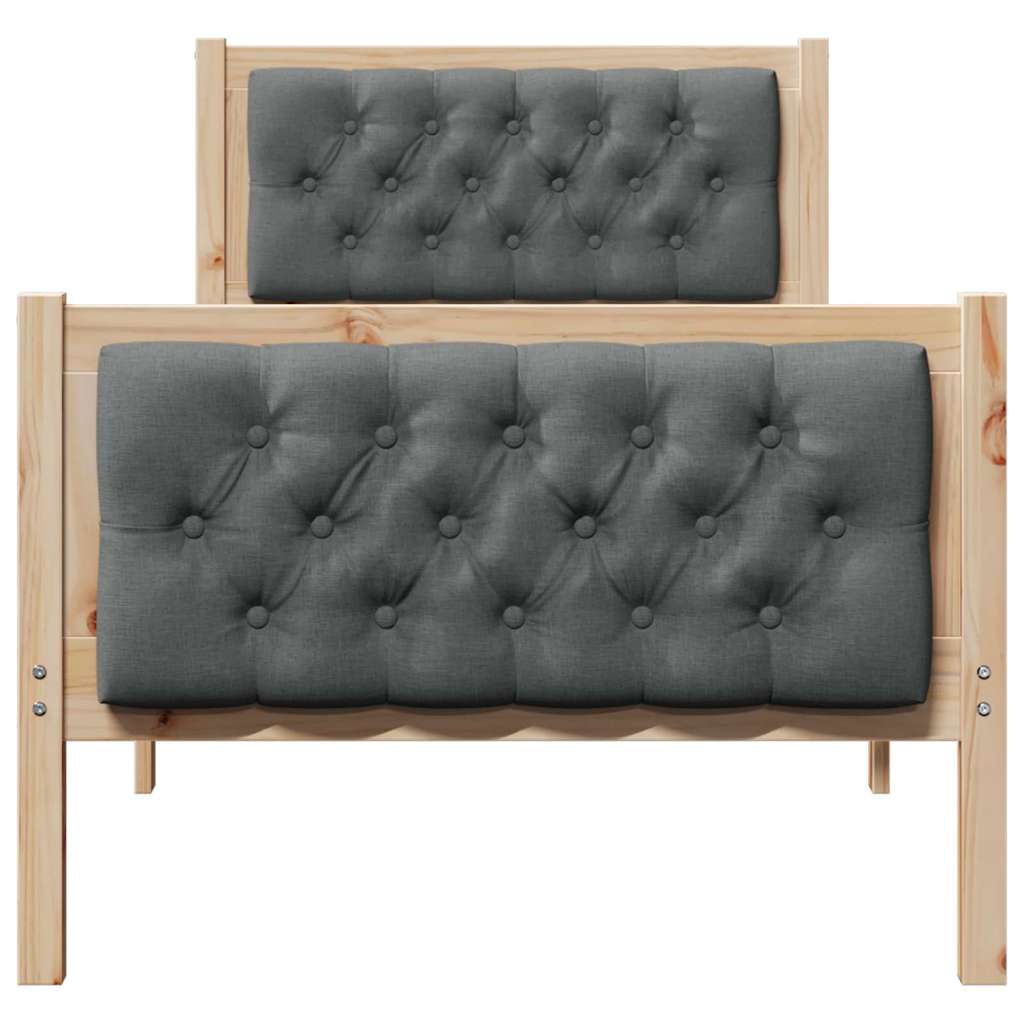 Cadre de lit en pin massif gris foncé, 75 × 190 cm - 5