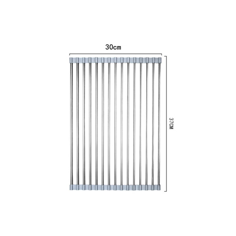 Składana i wyjmowana suszarka do naczyń, praktyczny dodatek do domu, szara, 37 x 30 cm, 15 tub - 7