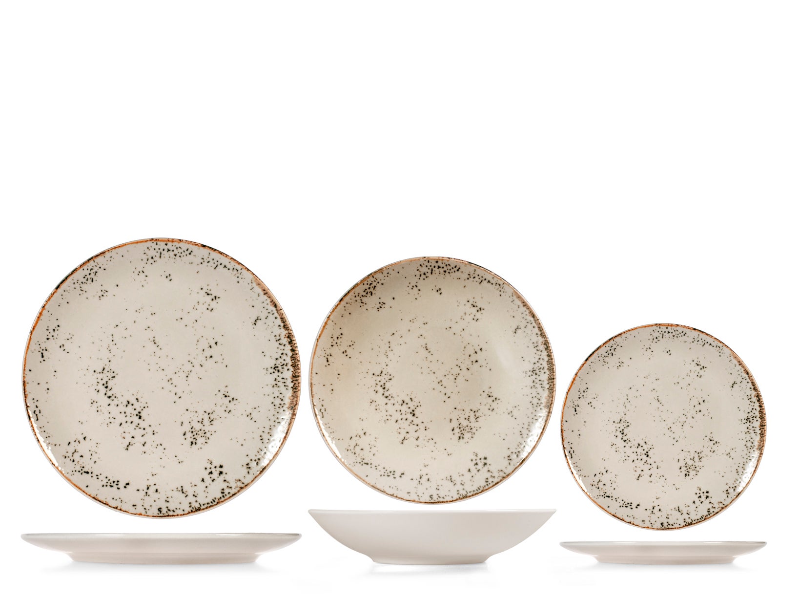 H&H Servizio Tavola 18 Pièces Palmaria Stoneware Beige Et Noir - Service De Table Élégant
