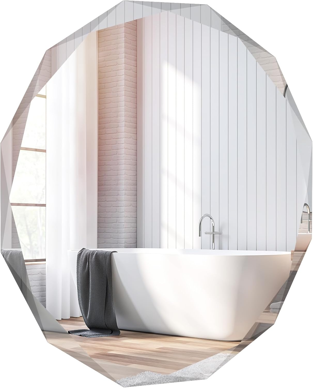 Ferytange Specchio Da Parete Rettangolare Con Cornice In Metallo Nero - Angoli Arrotondati, Antiruggine, 45,7x61 Cm - Per Bagno, Camera, Soggiorno