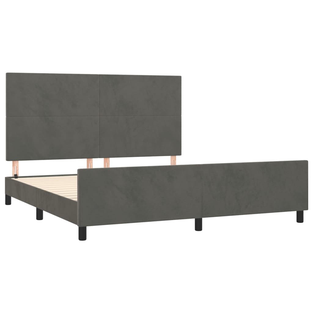 Cadre de lit sans matelas gris foncé 160 x 200 cm en velours - 4