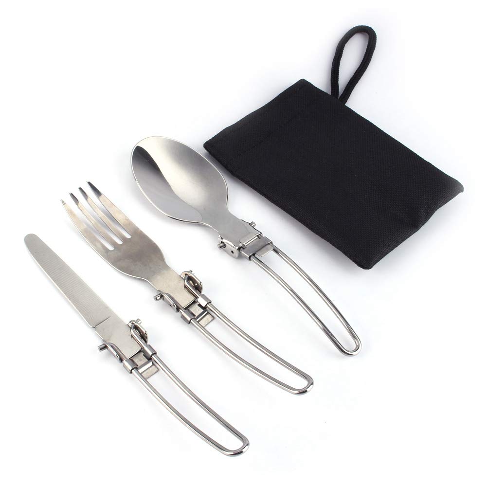 Ensemble Ustensiles De Camping Pliables – Couteau, Fourchette, Cuillère Multifonction (Neuf)