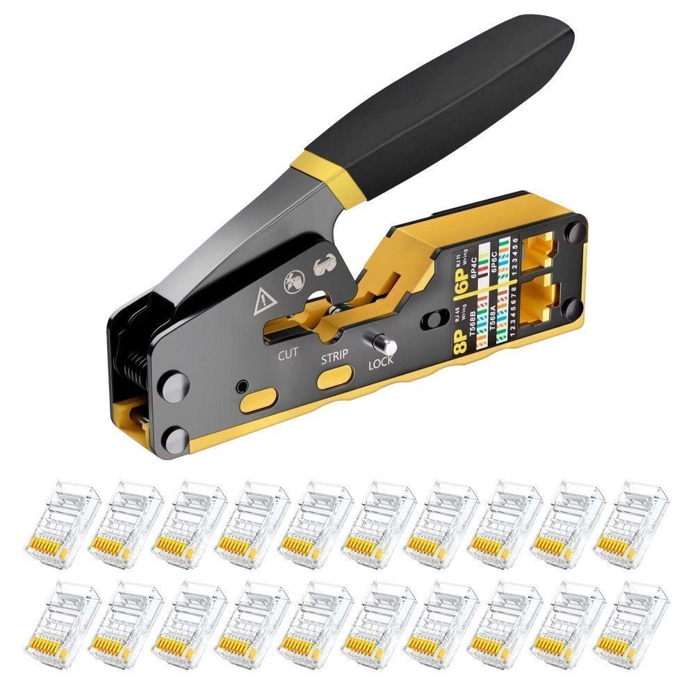 Alicate Crimpador RJ45/R11 Cortante de Exedentes 20 Conectores RJ45 ...