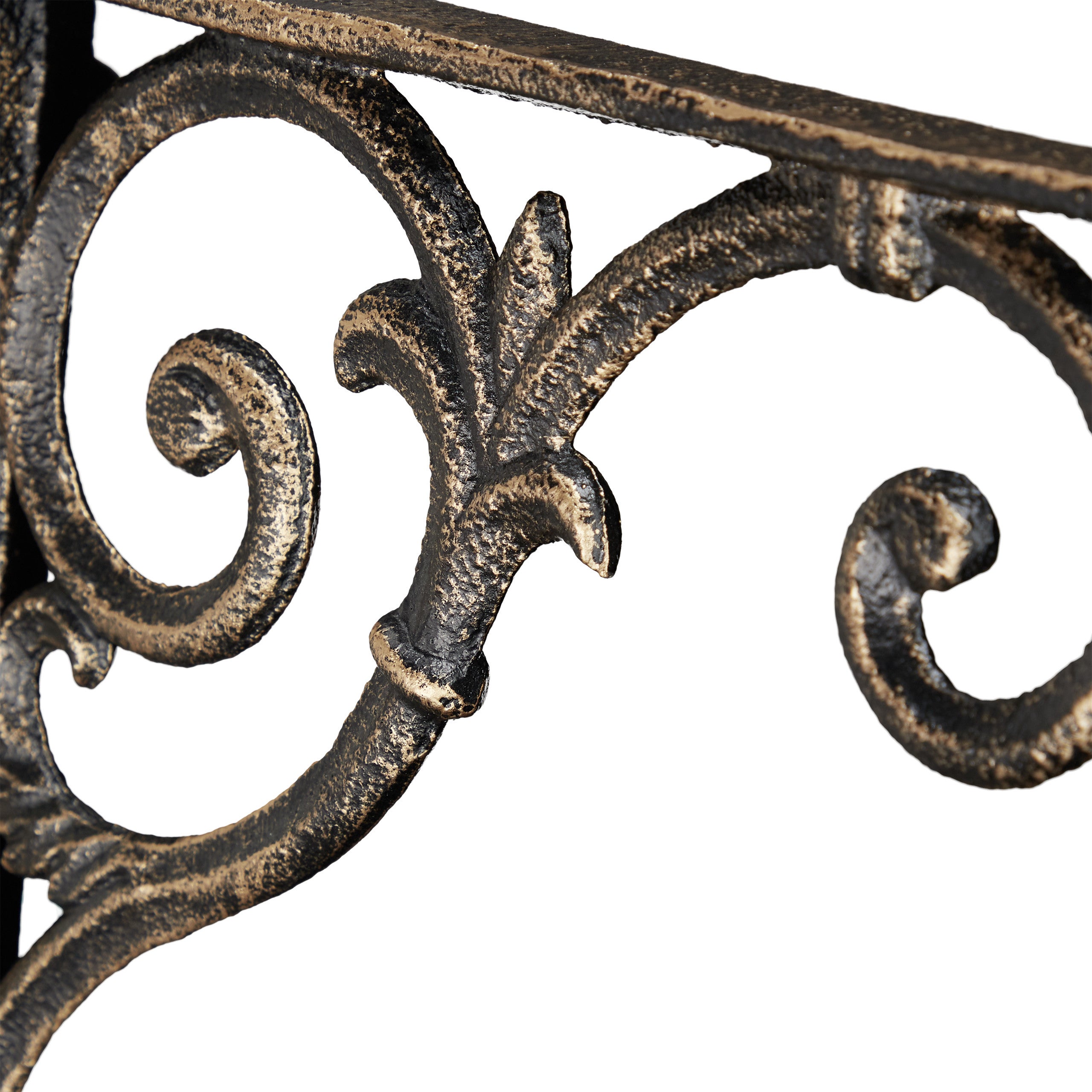 Équerre étagère murale, lot de 4, ancien, support en fonte de fer, ornements baroques, aspect bronze, Relaxdays - 7