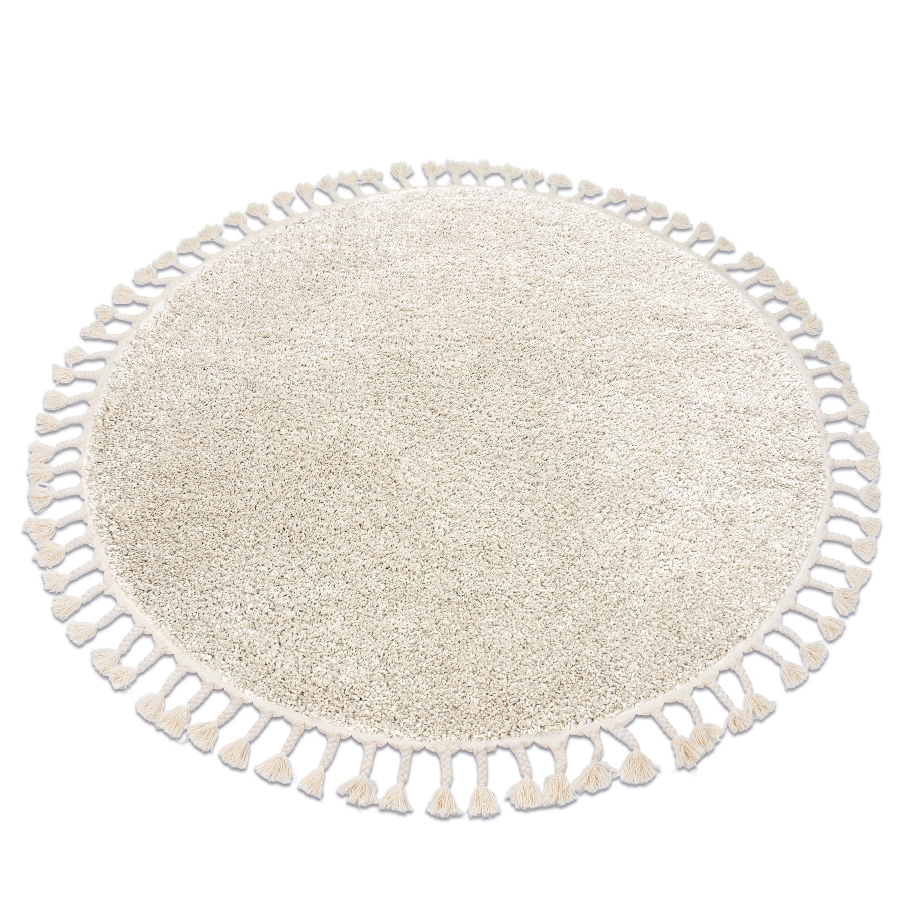Alfombra berber 9000 circulo crema franjas bereber marroquí shaggy circulo 120 cm