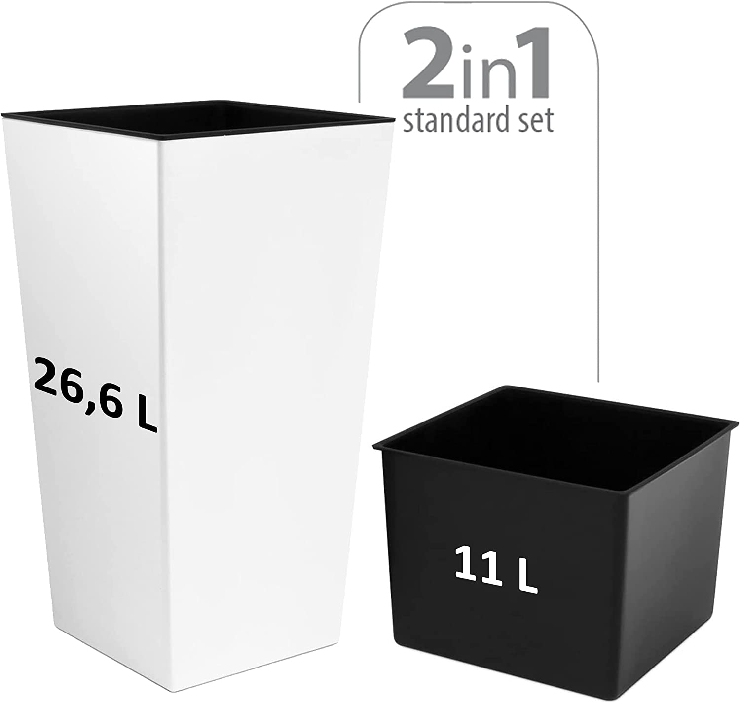 Grand pot de fleurs ZANVIC 27 x 27 x 50 cm Blanc - 3