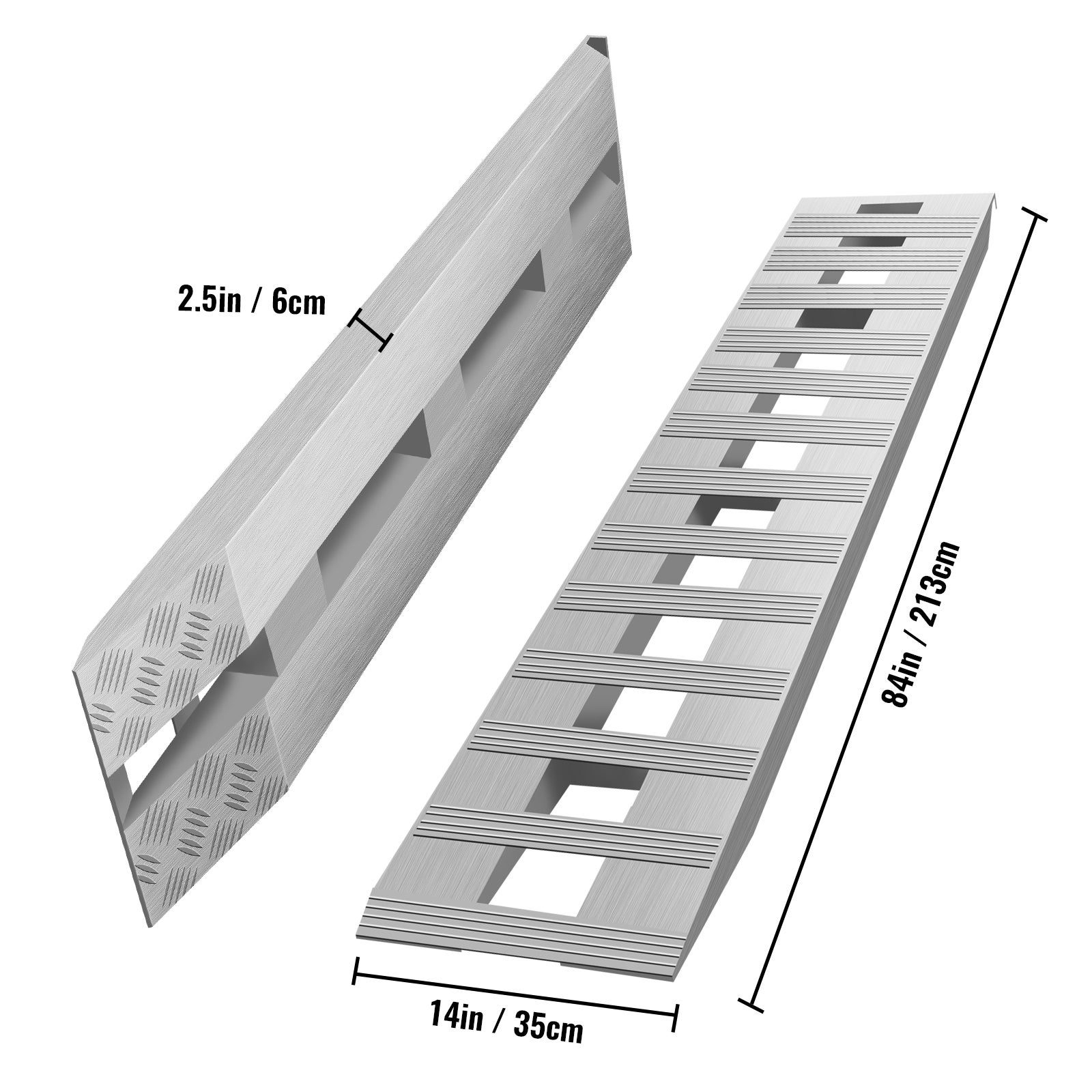 Rampes en aluminium SucceBuy 84 x 14 pouces,capacité de 6 000 LBS pour voiture,remorque,camion et VTT,1 paire (2 rampes) - 2