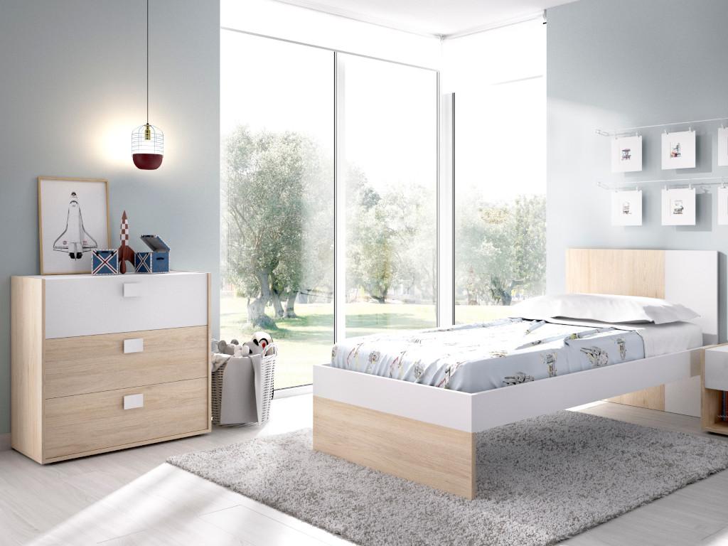 Cómoda Dina com 3 gavetas - Natural e Branco 81 A X 80 AN X 43 P - 6