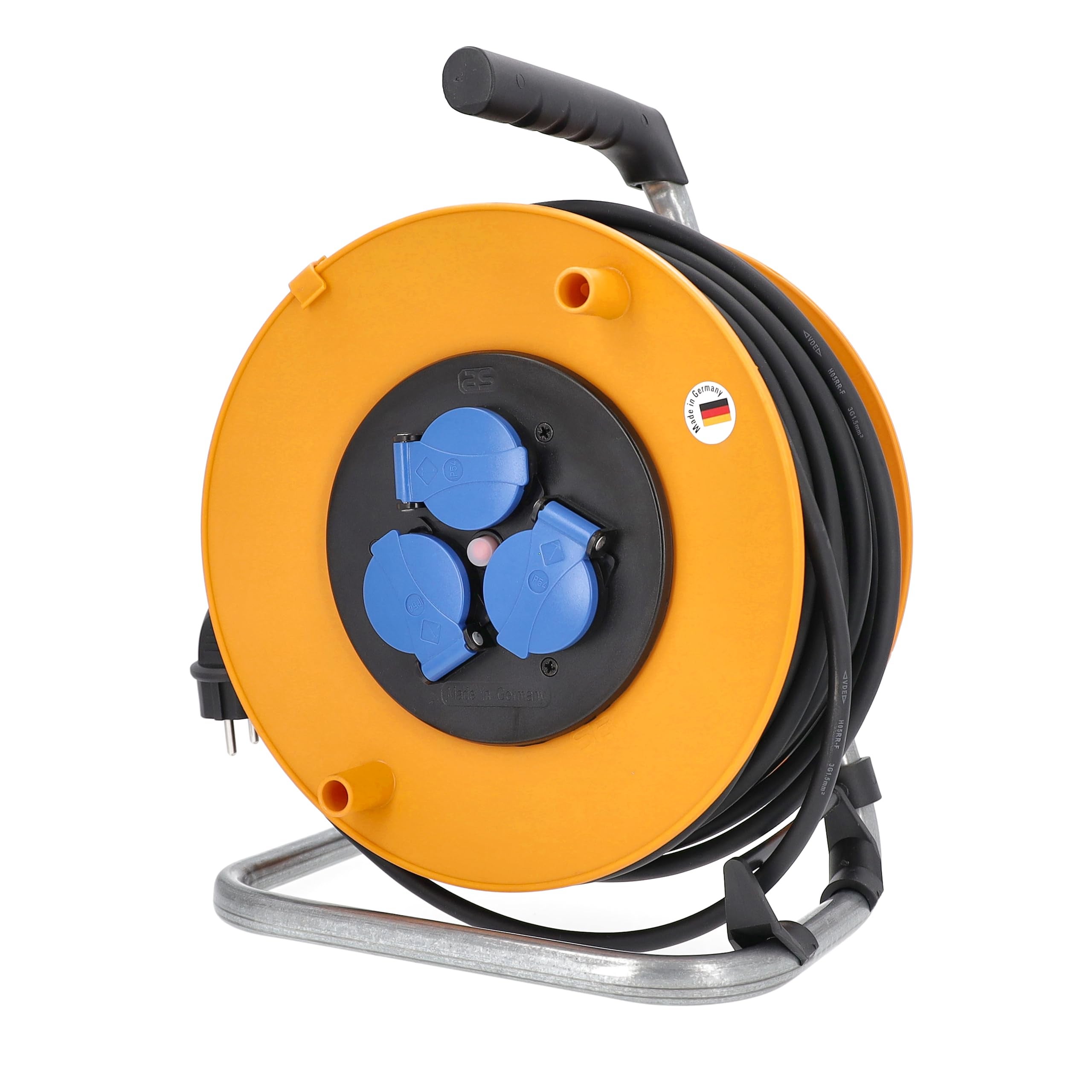 As-Schwabe Avvolgicavo Da Campeggio 25 M - IP44, 230V/16A, 2 Prese Schuko + 1 CEE - Made In Germany