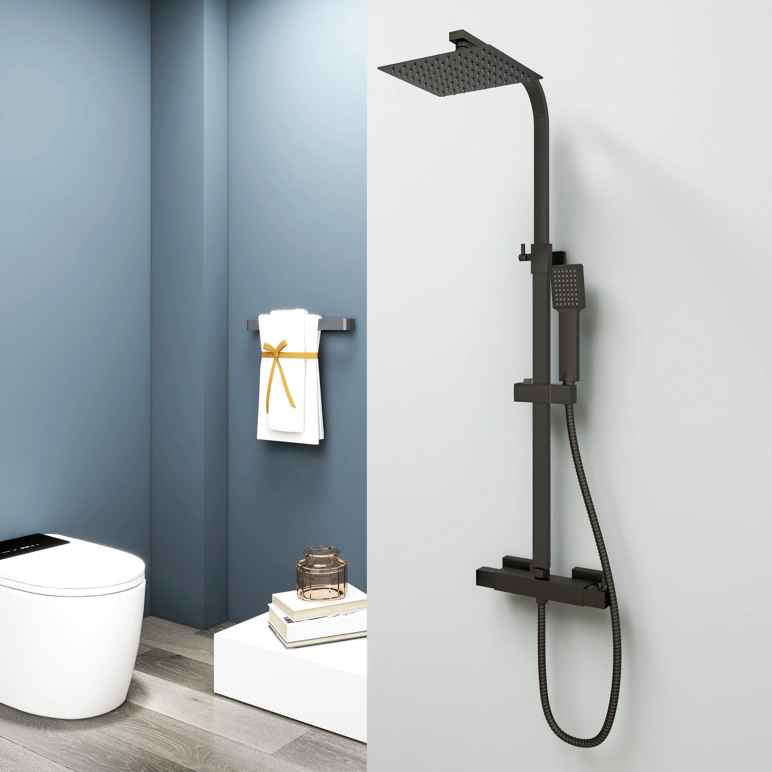 Grifo Ducha Negro Conjunto Ducha Leroy Columna Ducha Negro Mate