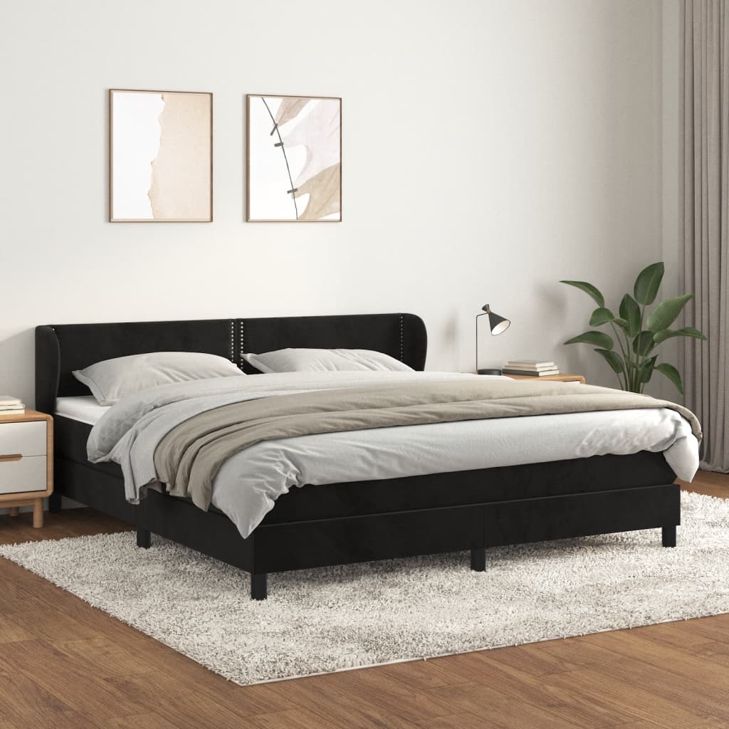 VidaXL Cama box spring con colchón terciopelo negro 160x200 cm Leroy