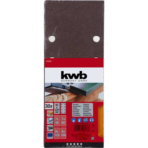 kwb 818288 Papier abrasif Grain 60, 80, 120, 180 (L x l) 230 mm x 93 mm 30 pc(s) - 2