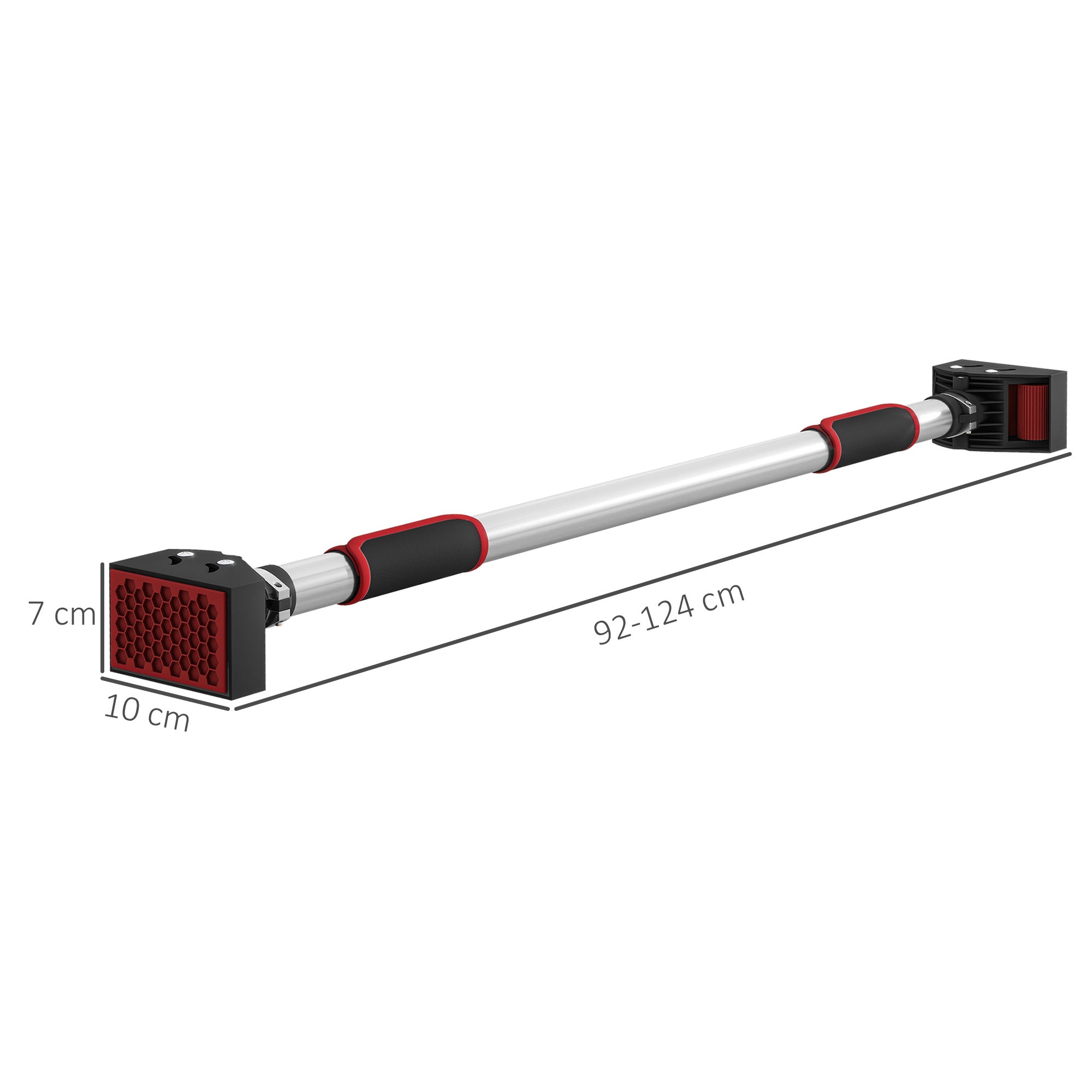 Barra de Elevações SPORTNOW Aço Vermelho e Preto 95-123x10x7 cm - 3