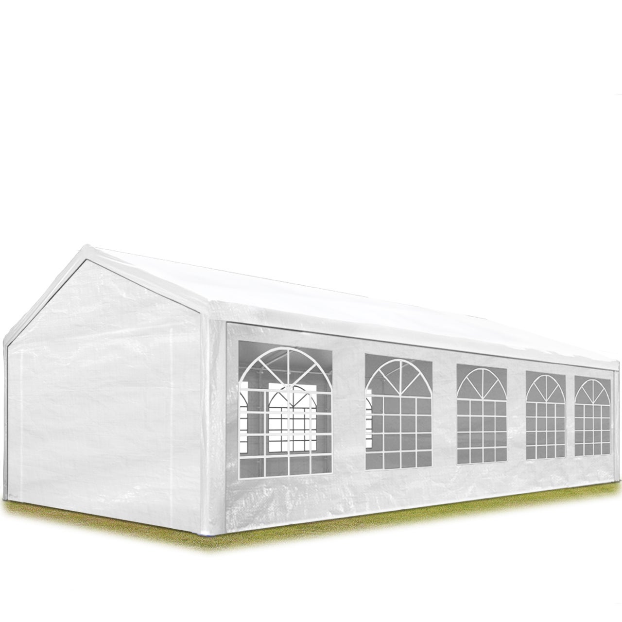 Namiot imprezowy pawilon 4x10 m w białej plandece PE 350 N wodoodporny namiot ogrodowy z ochroną UV