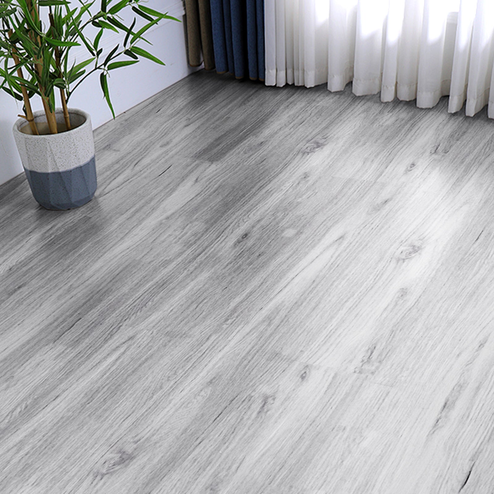 Revêtement de Sol Vinyle Auto-Adhésif VEVOR 914 x 152 mm, Effet Bois Gris Clair, Lot de 20, Épaisseur 0,62 mm, Pour Chambre et Salon - 8