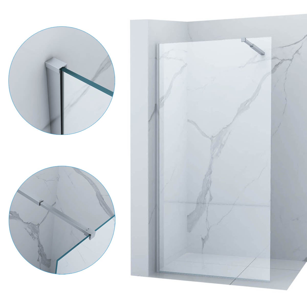 ŚCIANKA PRYSZNICOWA WALK-IN 120x200 TRANSPARENT CHROM