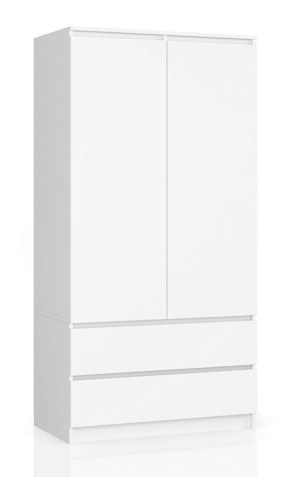 Szafa AKORD S90 Biała 90 cm 2 drzwi 2 szuflady kolor Biały mat 4 półki 90x51x180 cm