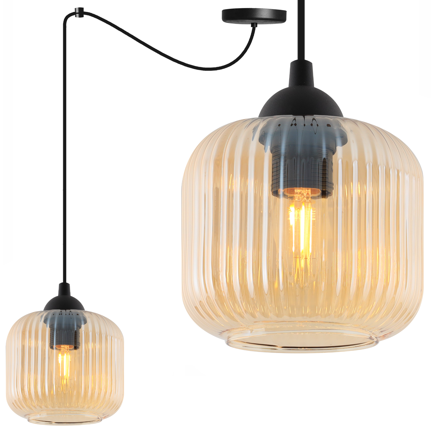 Lampa sufitowa wisząca Riffle Pająk loft 1xE27 klosz walec miodowa Light Home LH