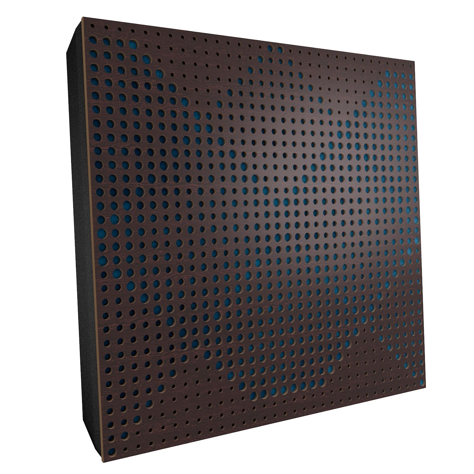Lot de 2 Panneaux acoustiques WILDS-F décoratifs insonorisants 50x50x5 cm - MDF perforé laminé, tissu et mousse acoustique -Wengé+Bleu - 2