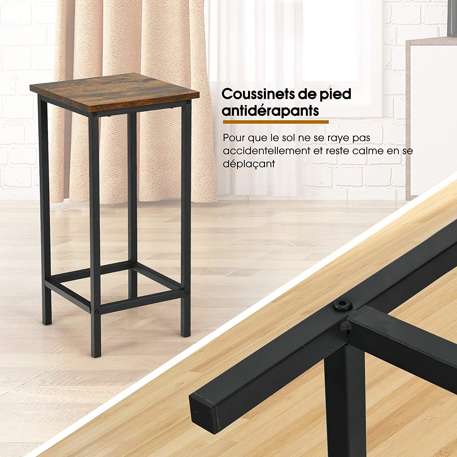 Zestaw 4 stołków barowych, krzesło barowe, stołek barowy w stylu vintage, taboret bistro, taboret do siedzenia, taboret kuchenny, taboret roboczy - 4