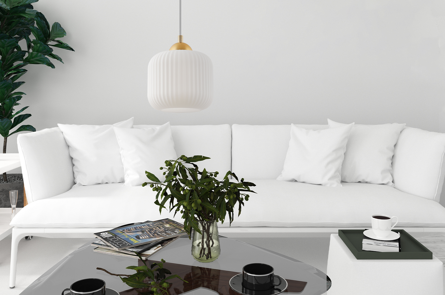 Lampa sufitowa wisząca Riffle loft 1xE27 klosz walec złoty/biały Light Home LH - 3