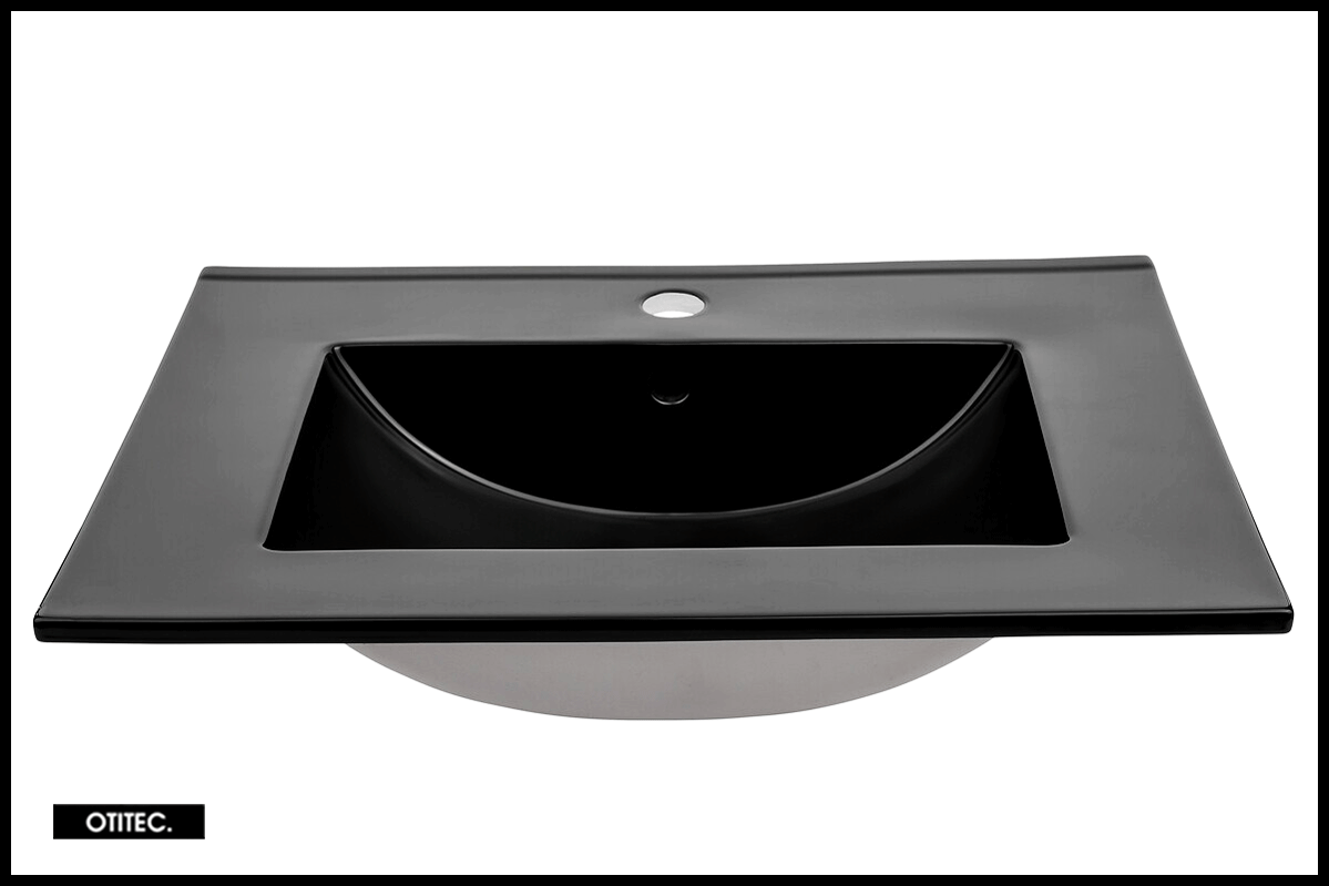 Umywalka meblowa LAVA 80 cm czarny mat wpuszczana ceramiczna