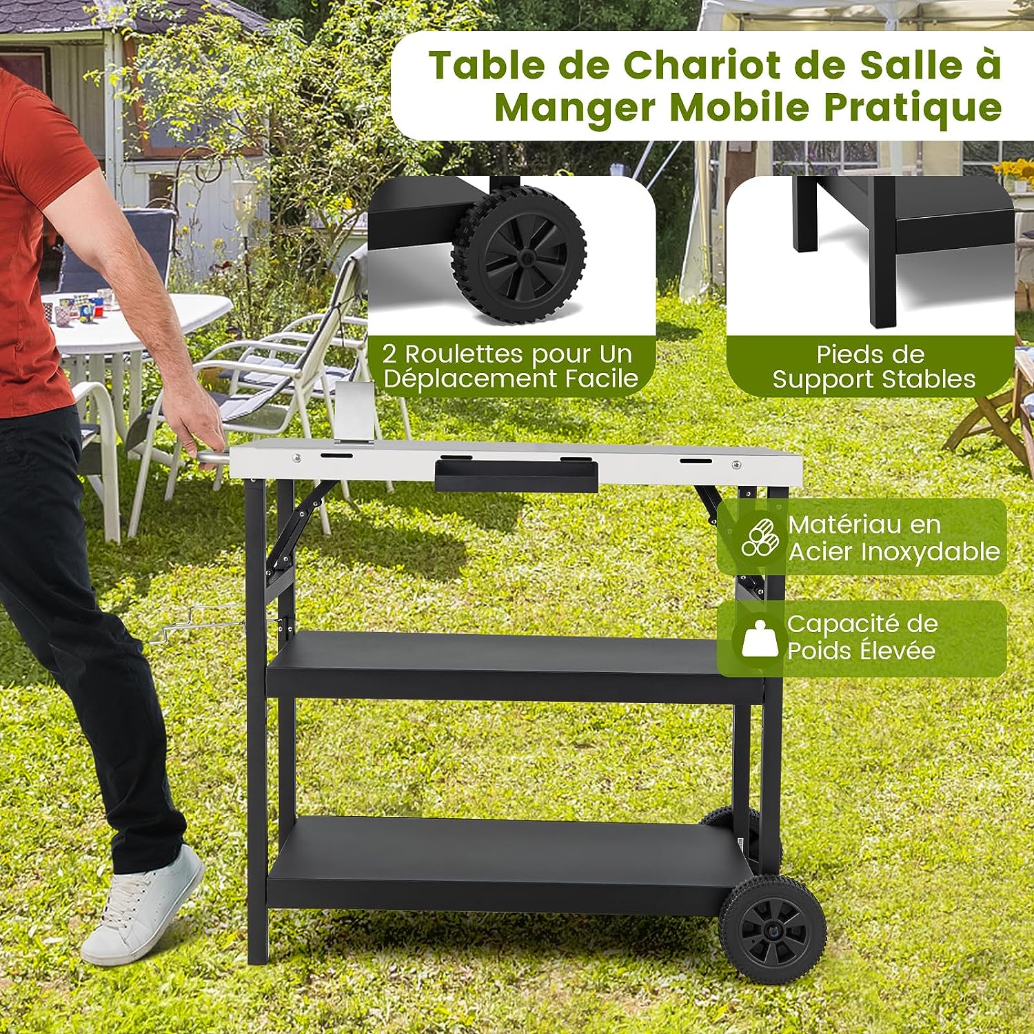 Desserte Extérieure à roulettes à 3 Étagères - 4