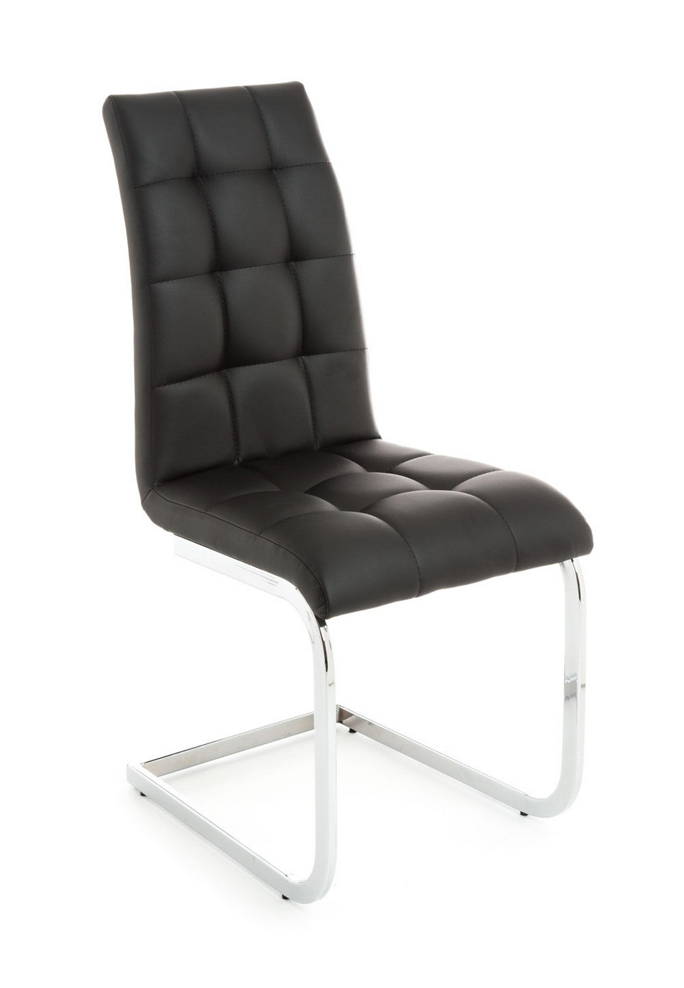 Zestaw 4 krzeseł COZY BLACK ze skóry syntetycznej i chromowanego metalu, H98 W44 D58 do jadalni