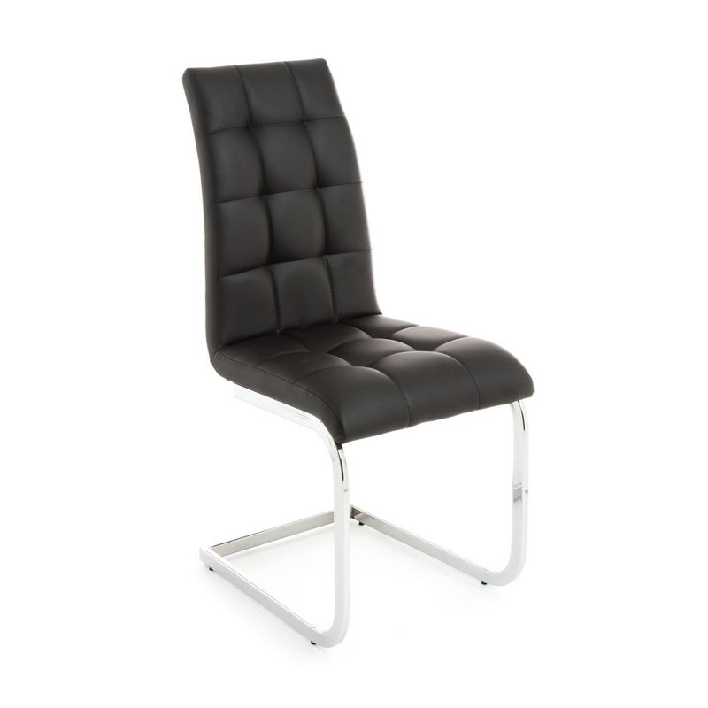Zestaw 4 krzeseł COZY BLACK ze skóry syntetycznej i chromowanego metalu, H98 W44 D58 do jadalni