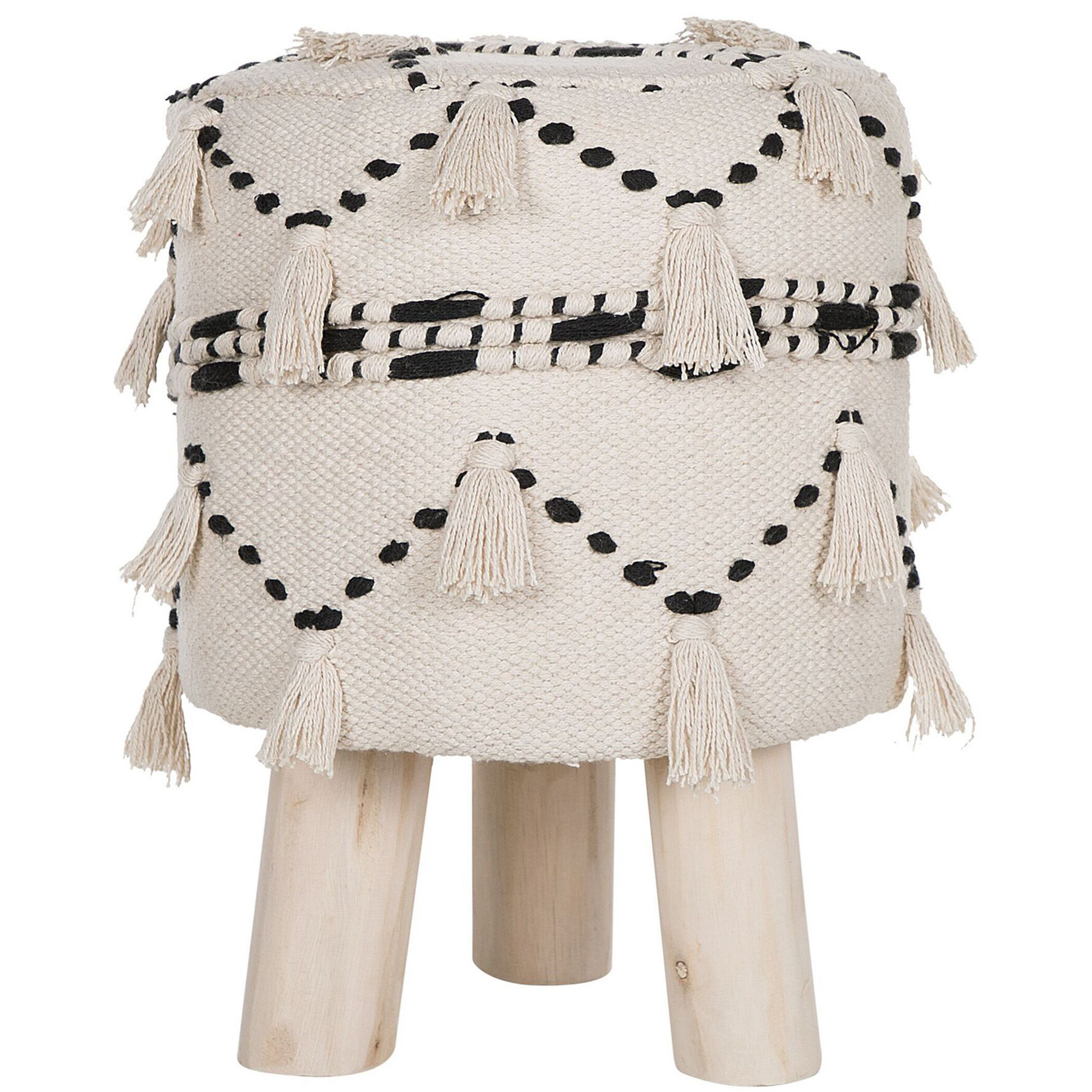 Beliani taburete de algodón beige/negro thondi