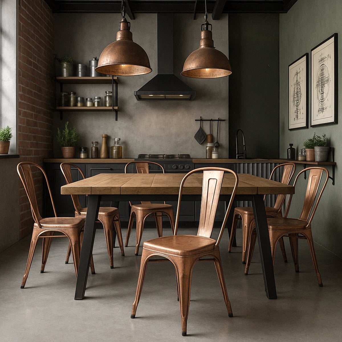 Sedie design industriale metallo vintage shabby chic stile steel