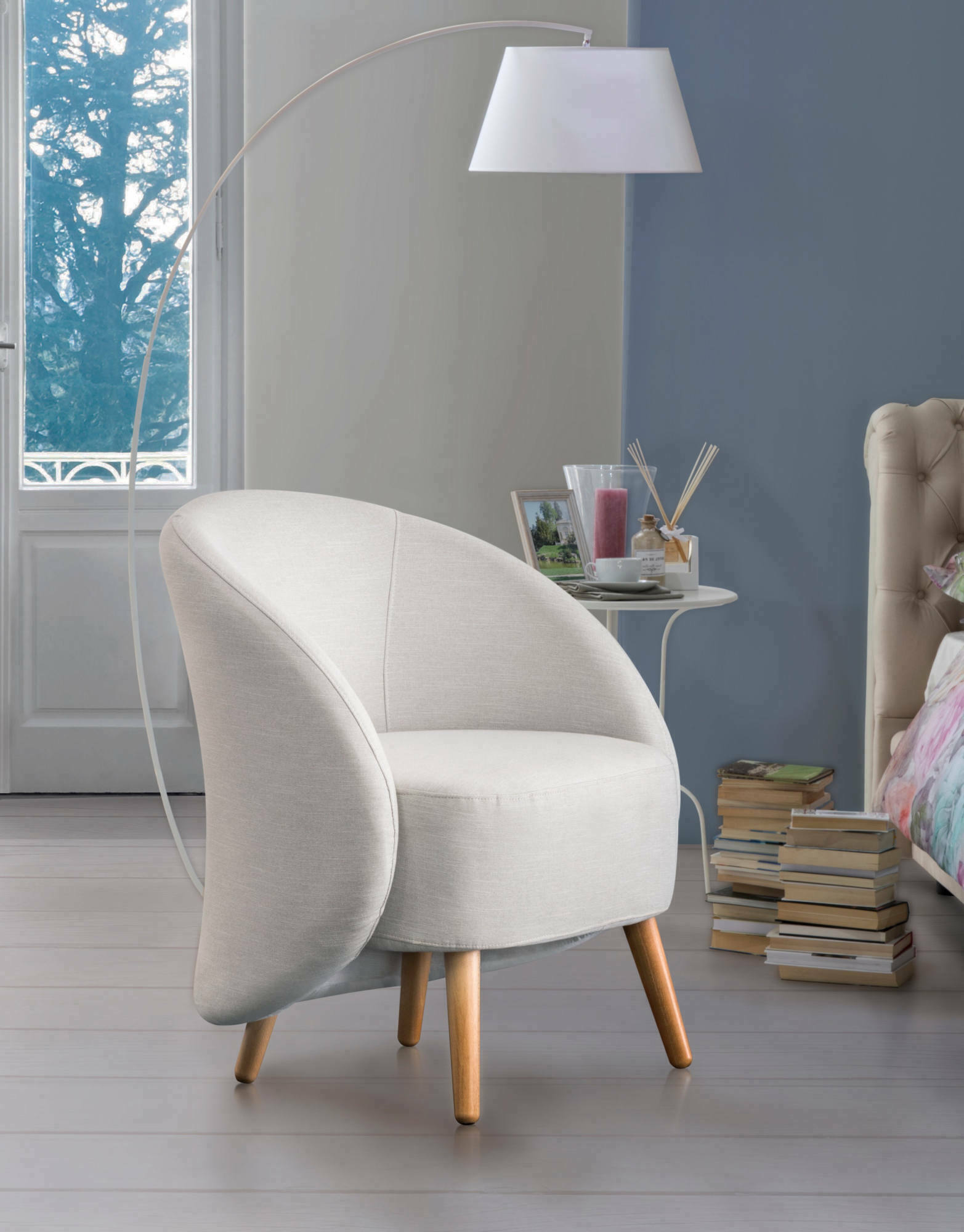 Sillón annarella, sillón lounge de diseño, 100% made in italy, sillón relajante de tejido acolchado, 70x60h80 cm, gris