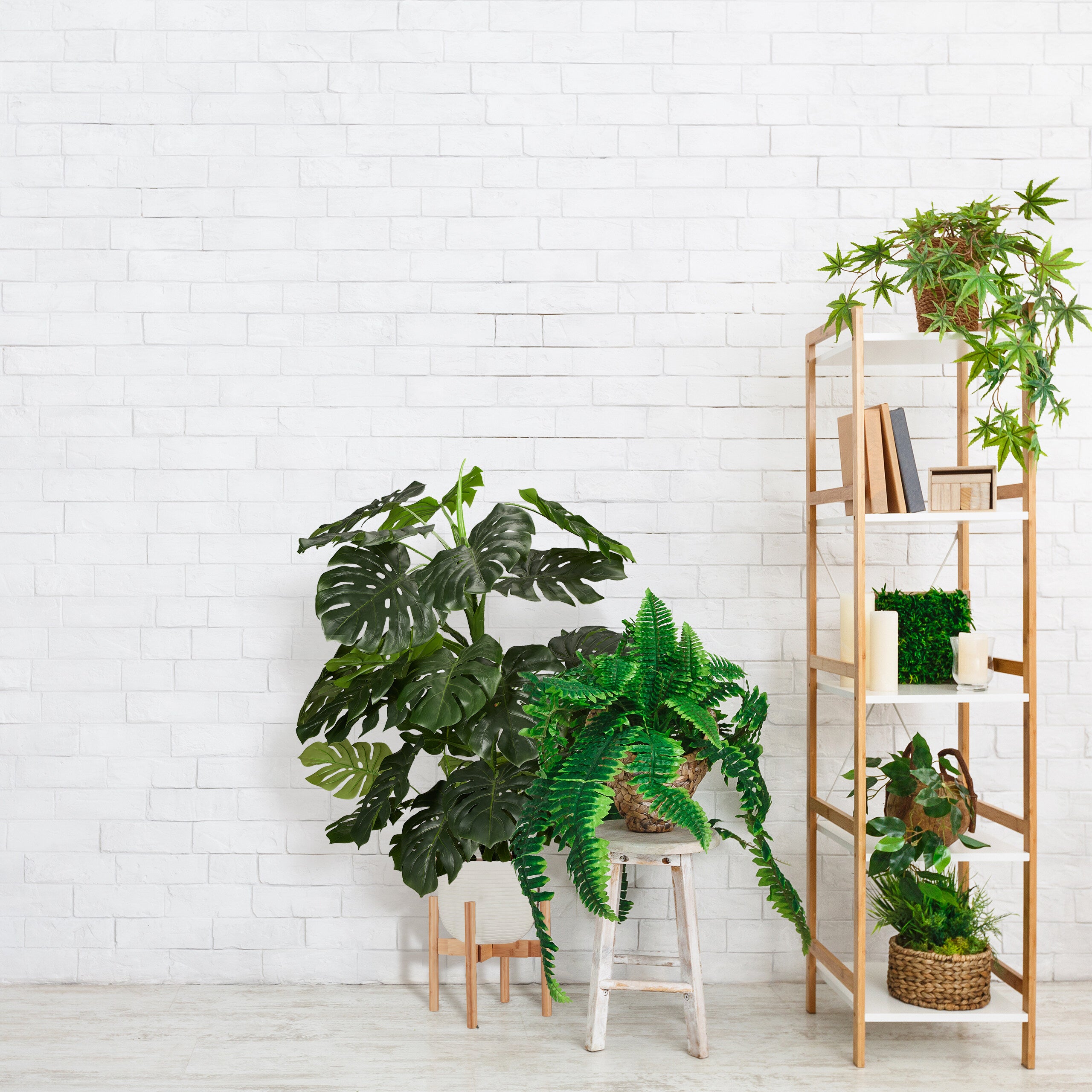 Support de plantes, en bambou en set de 2, pour pots de fleurs jusqu'à 32 cm Ø, réglable & empilable, naturel, Relaxdays - 2