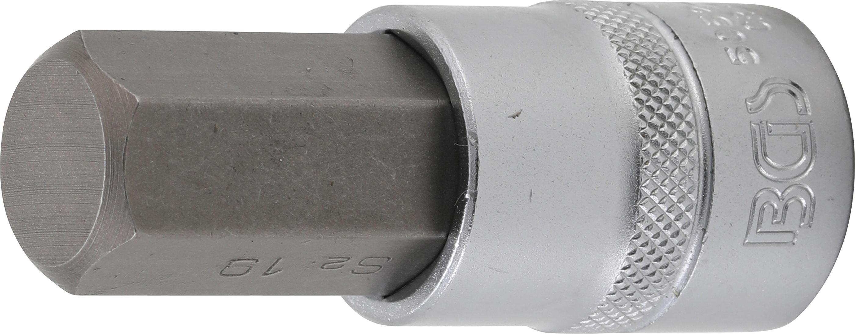 BGS Bit Nasadka Wewnętrzny Czterokąt 12,5 mm (1/2") Sześciokąt Wewnętrzny 19 mm - 5052-19