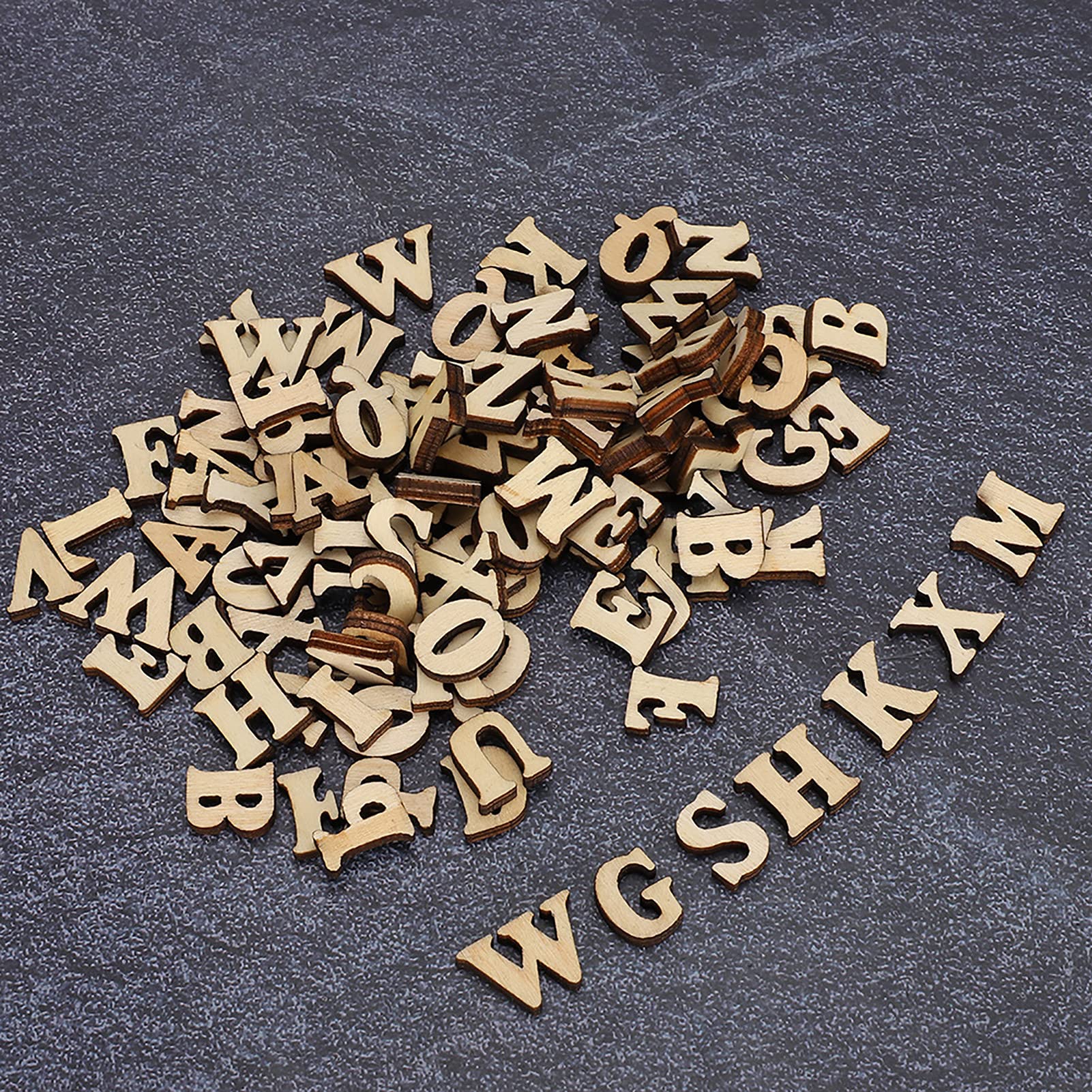 Lot de 200 lettres en forme de bûche à faire soi-même, en feuille de bois, éducatif, décoration pour 26 lettres anglaises - 7
