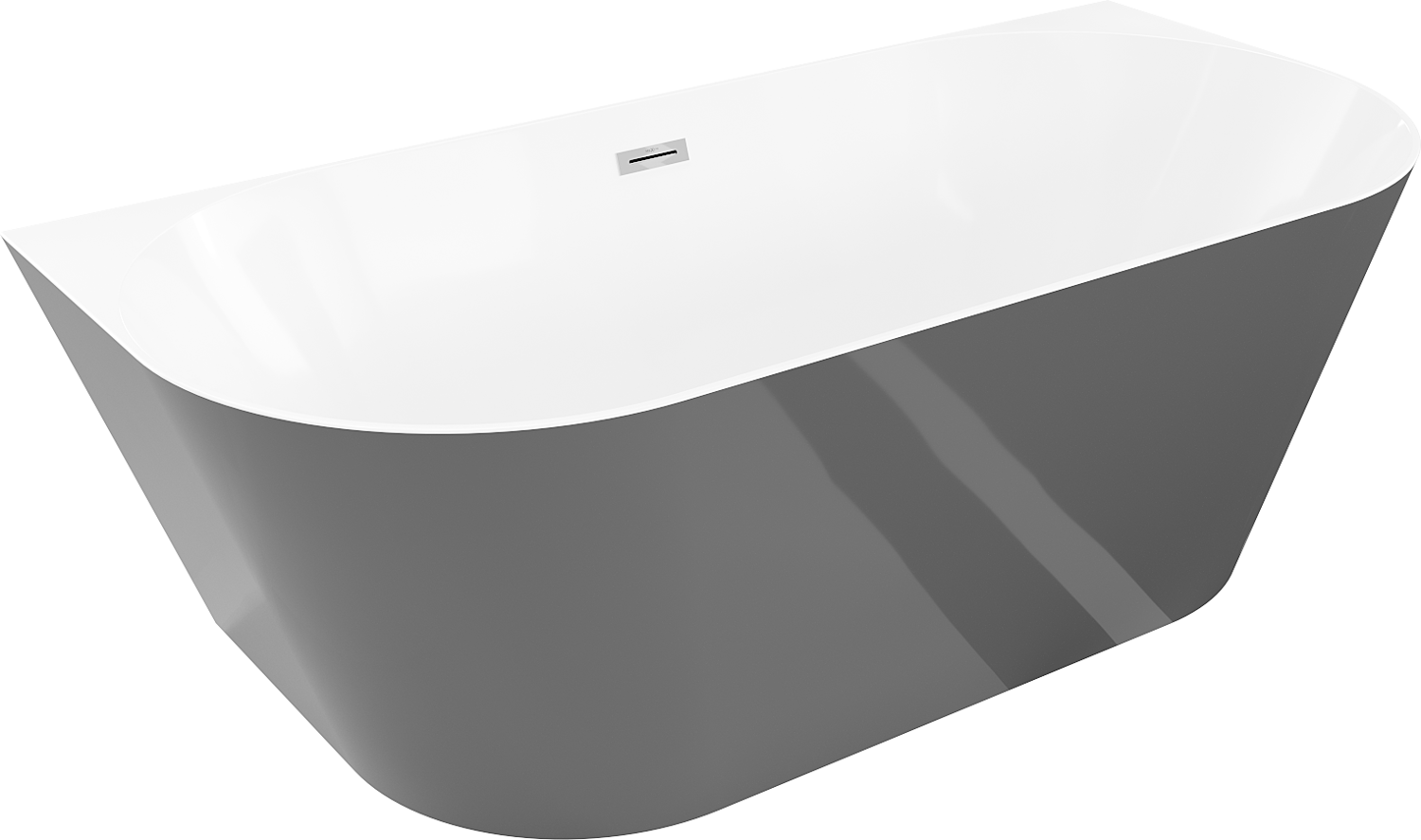 Mexen Oval Slim wanna wolnostojąca przyścienna 170 x 80 cm, biała/szara, przelew chrom - 52661708062-01