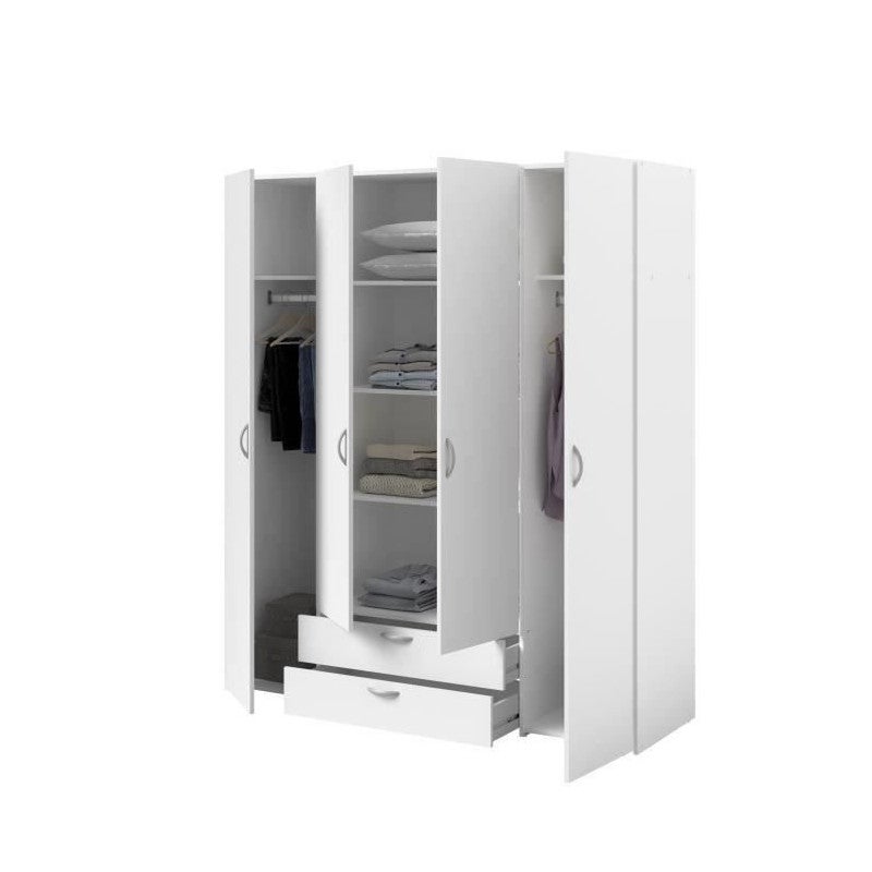 Armoire 4 portes 2 tiroirs Pauline--Blanc - 4