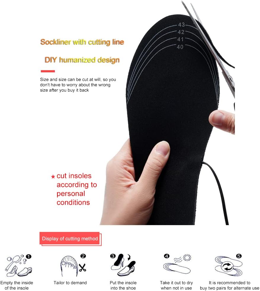 (35-41) Calcetines calefactables, calentadores de pies, calcetines calefactables eléctricos USB, calcetines interiores para zapatos, almohadillas térm - 5