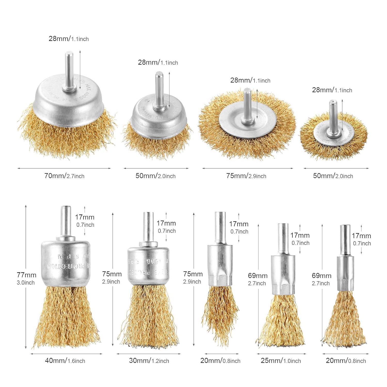 Lot de 4 brosses pour perceuse - Brosse pour perceuse à poils 2/3,5/4