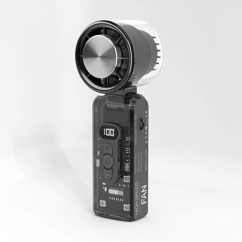 Przenośny wentylator LED, akumulator, towarzysz podróży, idealny na plażę, 7,56 x 3,15 x 2,36 cala, czarny