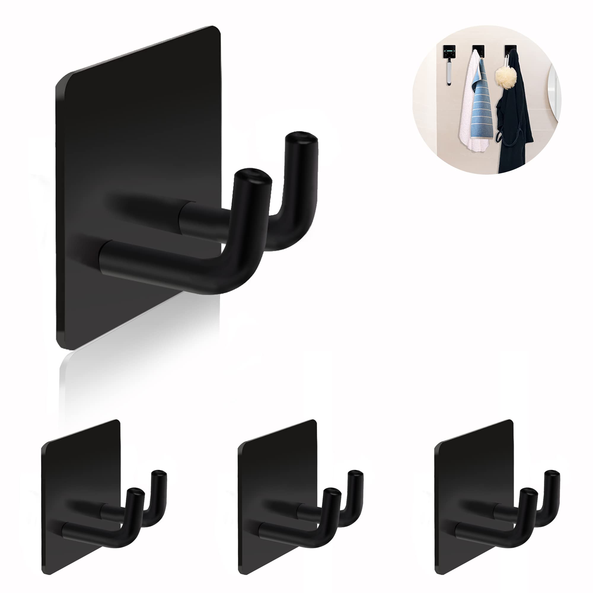 KOTARBAU® Set di 4 ganci adesivi quadrati in acciaio inox