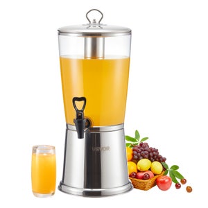 Distributeur Boissons 13L Verre Borosilicaté – Fontaine à Jus, Thé Glacé, Limonade Avec Robinet Inox Et Support Bois