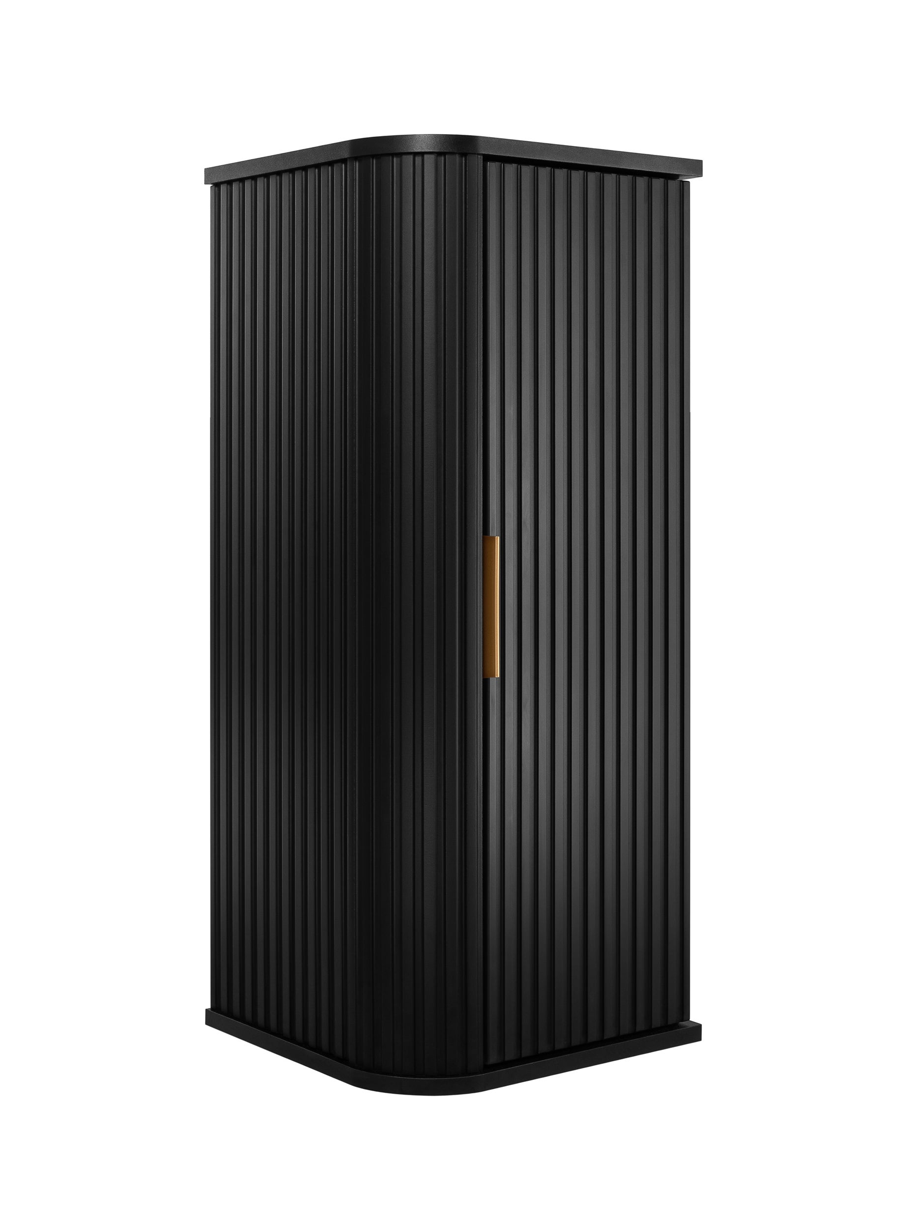 Szafka łazienkowa, czarna, uchwyt złoty, 79 x 35,5 x 31,5 cm