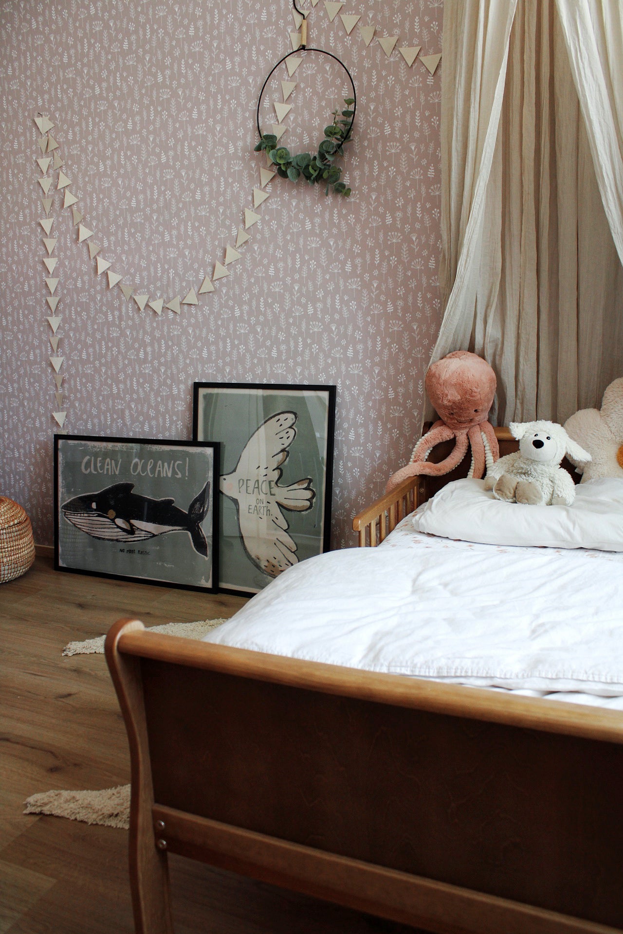 Papier peint fleurs vieux rose et blanc - 53 cm x 10.05 m - ESTAhome - 4